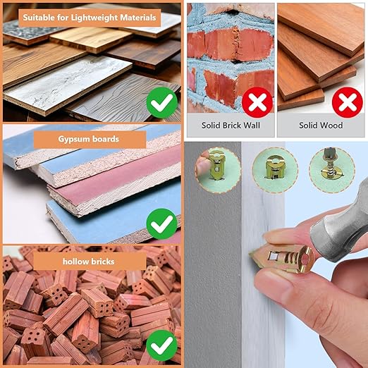 100PCS Self Drilling Drywall Anchors Screws Kit, 50 Anchors and 50 Screws for Heavy Duty, Upgraded Zinc Plated Steel,No Drill Needed,Perfect for TV, Bike, Shelf Straps, Cabinet & Fixing Curtains (100)