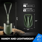 22.8'' Military Folding Camping Shovel, Offroad Survival High Carbon Steel Shovel (Olive) AugTouf by toolant