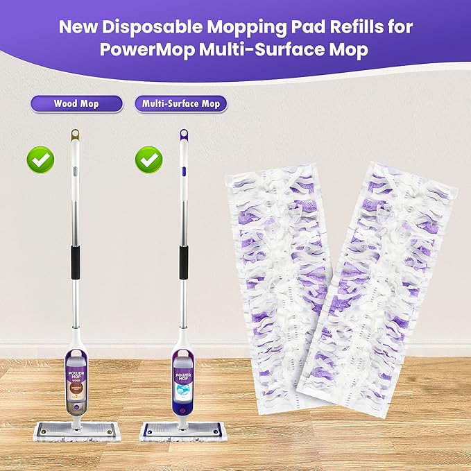 25 Pack Power Mop Pad Refills for Swiffer PowerMop Multi-Surface Mop, Powermop Multi-Surface Mop Pad Replacement Kit