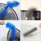 4 Pcs Cobweb Duster, Bendable Fan Cleaner Brushes Set Reusable, Plastic Microfiber Duster for Air Conditioning Shutters,Ceiling Fan, Blades, Curtains,Air Vents(Blue，Gray)