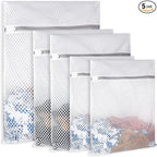 5Pcs Durable Honeycomb Mesh Laundry Bags for Delicates,Travel Organization Bag for Clothes,Jeans,Bath Towels,Bed Sheets (1X-Large 20 x 24 Inches,2 Large 16 x 20 Inches, 2 Medium 12 x 16 Inches)
