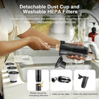 Car Vacuum Portable Cordless,25,000Pa Handheld Vacuum Cordless,70-Min Extra-Long Battery Life,Fantastic Suction, HEPA Filters, Maneuverable, Versatile Crevice Tools,for Car and Home, Black