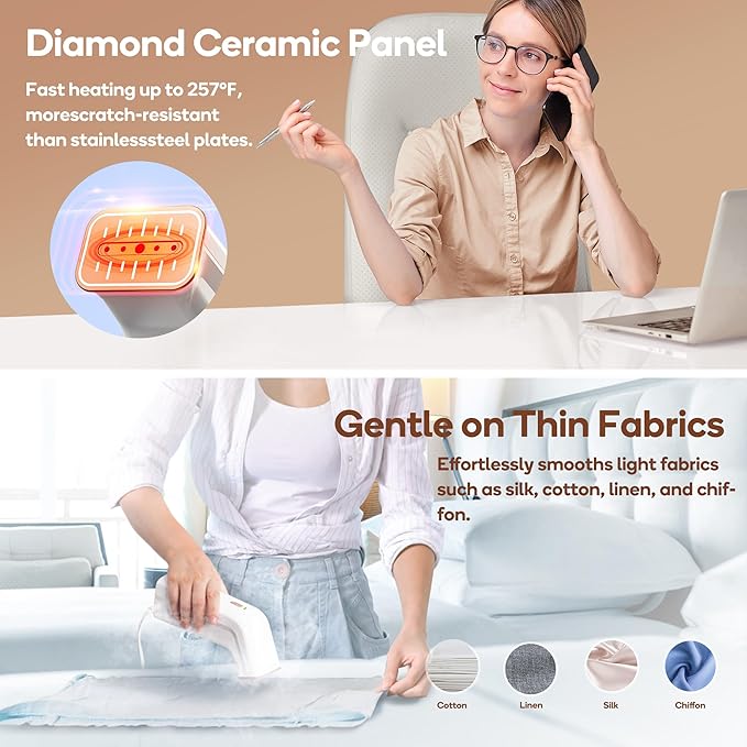 Newbealer 2in1 Steamer and Dry Iron for Beginners, Horizontal & Vertical Clothes Steamer, Non-Stick Ceramic Soleplate, 170ml Garment Wrinkle Remover, Auto-off, 1.2lbs (120V Only)