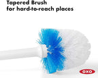 OXO Good Grips Compact Toilet Brush & Canister, Toilet Bowl Brush and Holder with Automatic Canister Door, Bathroom and Small Spaces Cleaning Supplies Essential (Pack of 6)