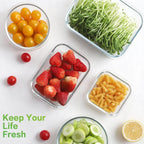 HOMBERKING Glass Food Storage Containers with Lids, [18 Piece] Glass Meal Prep Containers, Airtight Lunch Bento Boxes, BPA-Free & Leak Proof (9 lids & 9 Containers) - Grey