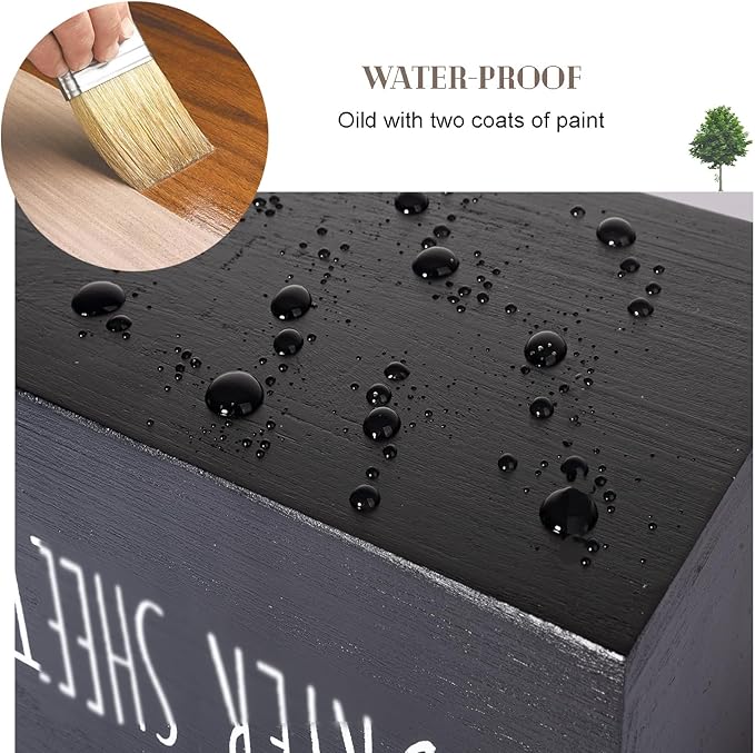 zoocatia Laundry Room Decor Dryer Sheet Container Wood Detergent Dispenser Organization and Storage Box Holder for Laundry Pods, Dryer Balls, Black