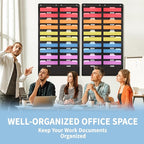Annecy 20 Pockets Hanging Wall File Organizer, Black Storage Pocket Chart for File Folder and Paper, Space Saver for Office and Classroom, with Wall Hangers, Over The Door Hooks, Labels