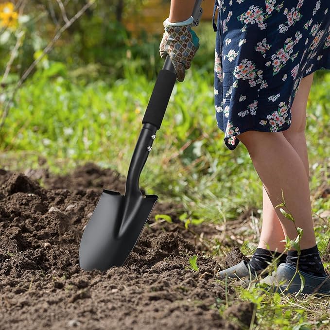 Shovel, Garden Shovels for Digging, 31” Small Spade with D-Handle Portable，Suitable for Car Snow Removal Trenching Kids Sand Beach Shovel Camping Gardening