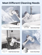 Electric Spin Scrubber,Power Scrubber Dual Speeds Cordless Shower Scrub Brush with Handle,Cleaning Brush with IPX7 Waterproof,8 Brush Heads for Kitchen,Tile,Tub (Short Purple)