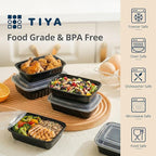 TIYA Meal Prep Containers with Lids, 150 Pack 28 oz Reusable Plastic Food Storage Containers, BPA-Free Lunch Boxes, Microwave/Dishwasher/Freezer Safe, Stackable Portion Control Containers