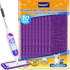 KEEPOW 10 Pack Reusable Pads for Swiffer Power Mop, Refill Pads for Swiffer Power Mop Wood Floor Cleaning, Microfiber Mop Pads for Hardwood Floors