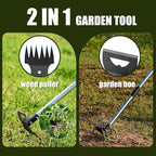 RONSUNG Weed Puller Tool with 57" Long Handle – 2-in-1 Stand Up Weeder & Garden Hoe with Heavy-Duty Steel Head, Manual Hand Uprooting Weeding Pull for Lawn, Yard & Lawn, Bonus Gloves Included