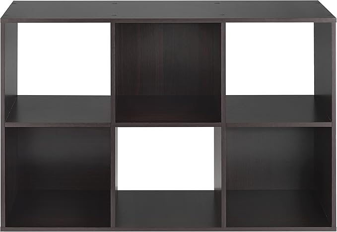 Whitmor 6 Cube Storage Organizer, 3 Tier Stackable Mdf Wood Bookcase, Open Storage Display Bookshelf, Storage Cabinet for Living Room, Bedroom, Home, Office, 23.7"L x 11.7"W x 35.2"H, Black