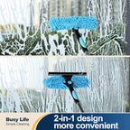 Yocada 2-in-1 Window Squeegee and Scraper with 2 Microfiber Cloths Adjustable Length 180° Rotatable Head for Glass Car Bathroom Floor Tile Window Cleaning 64.96"