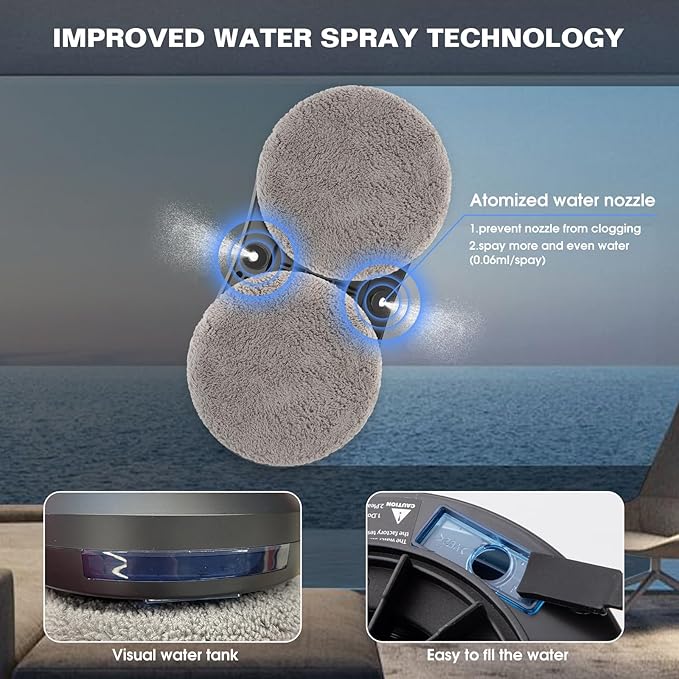 S1 Window Cleaner Robot with Dual Water Spray 3500Pa Houshold Window Cleaning Robot with Toolbox 6.0 AI Path Planning for Framed/Frameless Glass Low Noise Glass Cleaning Robot with Belt