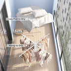 BIREN Clothes Drying Rack Foldable Extending Laundry Rack with 16 Clips Collapsible Clothing Rack Space-Saving Clothing Racks for Hanging Clothes, Indoor, Camping, Balcony, Outdoor