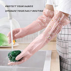 Dishwashing Cleaning Gloves Tear-Resistant Rubber Household Cleaning Gloves with Long Elastic Cuffs for Chores