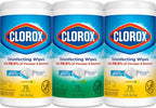 Clorox Disinfecting Wipes Value Pack, Household Essentials, 75 Count, Pack of 3 (Package May Vary)