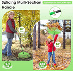Leaf Rake for Lawn,16.5” Plastic Rake for Yard,Unbreakable Nylon Head,45” Long Handle,Garden Rakes for Grass Turf Debris Mulch Thatch Pine Needles Leaves,Lightweight for Kids Seniors,No Harm to Lawn