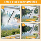 Pro 3 in 1 Window Cleaning Scraper with 2 Replaceable Cleaning Cotton Strips, 3 in 1 Spray Squeegee, Window Squeegee, Suitable for Cleaning Bathroom Glass, Mirrors, Car Windows (White)