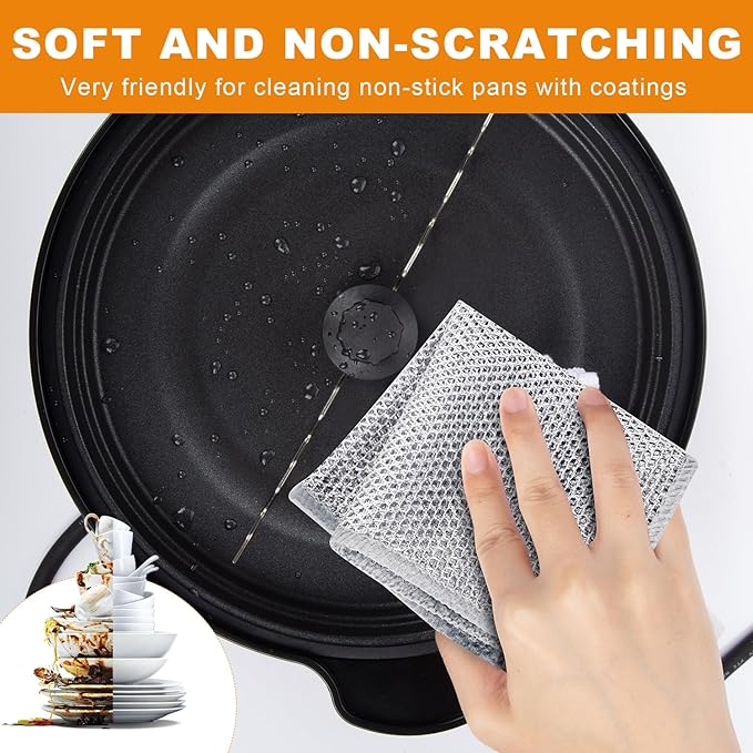 20 Pcs New Upgrade 3-Layer Metal Dish Cloth, No Scratches Wire Cleaning Cloth , Reusable Multipurpose Wire Dishwashing Rag for Kitchen Cleaning Cloths,Sinks,Dishes,Stove Top, Dimensions, 7.87“ x 7.87”