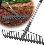 Bow Rake, 65" Heavy Duty Garden Rake with Wide 17 Tines Head & Stainless Steel Handle, Adjustable Rakes for Lawns Yard Loosening Soil Thatching Gathering Leaves Gravel
