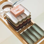 Soap Dish with Self Drain Fluted Design, Bar Soap Holder for Bathroom, Japanese Soap Tray for Shower, Bathroom and Kitchen Sink Organizer, Ceramic Soap Saver, White