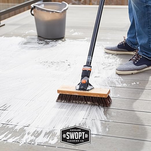 SWOPT 10' Premium Rough Surface Scrub Brush Head - Deck Brush for Rough and Textured Surfaces, Interchangeable with All SWOPT Cleaning Products for More Efficient Cleaning and Storage