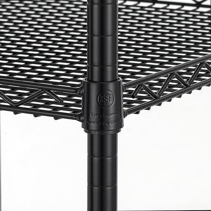 Finnhomy 3 Tier Heavy Duty Commercial Grade Utility Cart, Wire Rolling Cart with Handle Bar, Steel Service Cart with Wheels, Kitchen Carts on Wheels, Metal Cart Shelf Size 24" D x 36" W, NSF, Black