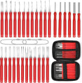 30+4P Terminal Pin Removal Tool Kit, Electrical Connector Depinning Tool Terminal Pin Extractor Kit Wire Release Tool for Car Household Devices (Red)