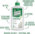 Quick Shine Multi Surface Floor Clean + Polish Mop Kit w/ 3 Reusable Pads & 1-16 oz. Floor Finish | Use Wet + Dry | Hardwood, Luxury Vinyl Plank, Laminate | Safer Choice pH Neutral Formula