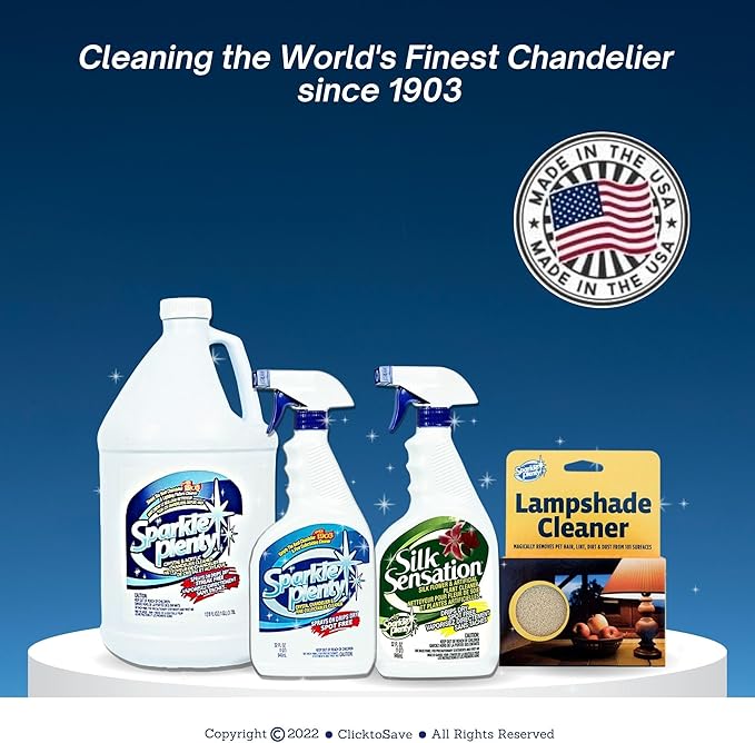Sparkle Plenty Chandelier Cleaner Drip Dry Spray No Wipe - Dust Remover & Streak Free Glass Cleaner Spray for Crystal Chandelier & Window Screen - Versatile Household Cleaning Supplies (32 oz, 2 Pack)
