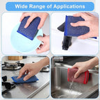 6 Pack Steel Wool Scrubber Sponges, Heavy Duty Stainless Steel Scouring Pads Reusable Non Scratch Metal Sponges Hand-Friendly Kitchen Cleaning Tool for Pots and Pans Tough Grease & Grime (3 Colors)