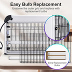 Upgraded 3800V Mosquito Zapper, High-Voltage Electric Bug Zapper Indoor Mosquito Killer Lamp Fly Moth Gnat Traps W/ 2 Replacement Bulbs