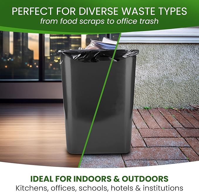 Betta 10-13 Gallon Black High-Density Trash Bags, 500 Count Box, (24x33-inch) Commercial Medium-Duty Garbage Can Liners