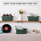 OIAHOMY Cotton Rope Woven Baskets for Storage, Nursery Rectangle Storage Basket with Handles for Shelves, Pack of 3, Green