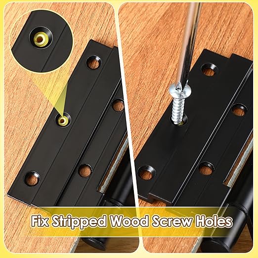 15 Pcs Wood Anchor, Stripped Screw Hole Repair Kit for Wood, Wall, Door, Wall Anchor, Fixing Stripped Screw Holes, Fits Wood Screws Sizes #2 to #16, Screw Holes from Stripped to Gripped