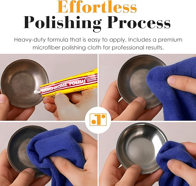 Simichrome All Metal Polish Can with Polishing Cloth Chrome and Metal polishing 250g (6-Pack with 1 Cloth)