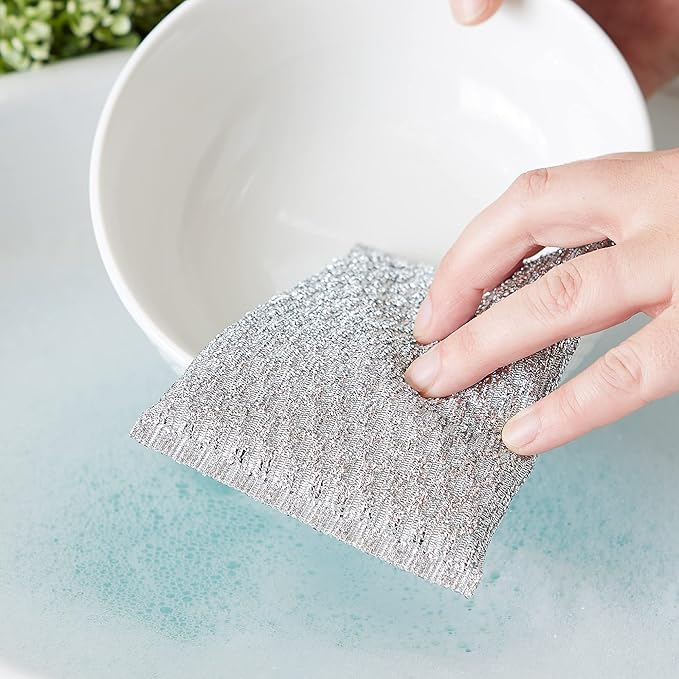 RSVP International Kitchen Cleaning Collection Gentle Scrubbing Sponge for Non-Stick Cookware, Porcelain & Glass, Dishwasher Safe, 5x3.5, Silver
