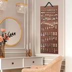 Lolalet Hanging Earring Holder Organizer with 20 Hooks for Women, Earring Organizer Wall Earrings Hanger Pierced Earring Storage, Felt Stud Earring Display, 608 Holes for Earrings - Brown, 1 Pack