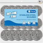18 Pack Stainless Steel Scrubber, Steel Wool Srubber for Scouring Stubborn Messes from Pots and Pans, Stoves,Broiler Racks,Grills and More