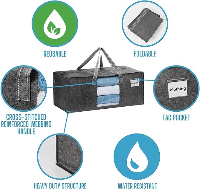 VENO 8 Pack Moving Bags Extra Large Storage Bags for College Move-In, Heavy-Duty Storage Totes, Packing Boxes, and Wardrobe Moving Supplies - Durable Laundry Bags for Clothes (Gray w/Window, 8 Pack)