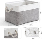 Storage Basket for Organizing - 15.7x11.8x8.2 inch Large 3 Pack Collapsible Storage Bins for Shelves, Fabric Storage Cubes for Gift Closet Linen Organization (White & Grey)