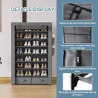 OYREL Shoe Rack Storage Cabinet 32 Pairs Organizer Shelf Tall for Shoes Large Free Standing Racks Vertical Shoe Holder Stand with Cover Two Boxes Closet