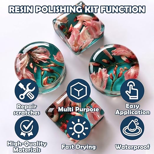 Resin Polishing Kit, Resin Polish 16oz and Cleaner 16oz, Epoxy Polish Removes Scratches & Scuffs, Suitable for Epoxy, Metal, Jewelry Grinding and Polishing
