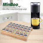 MinBoo BamBoo k cup holder Drawer or Countertop k cup Organizer Coffee Pod Holder Hold 35 Coffee Pod Storage Kcup coffee pods holder for coffee station Office and Kitchen k cup storage