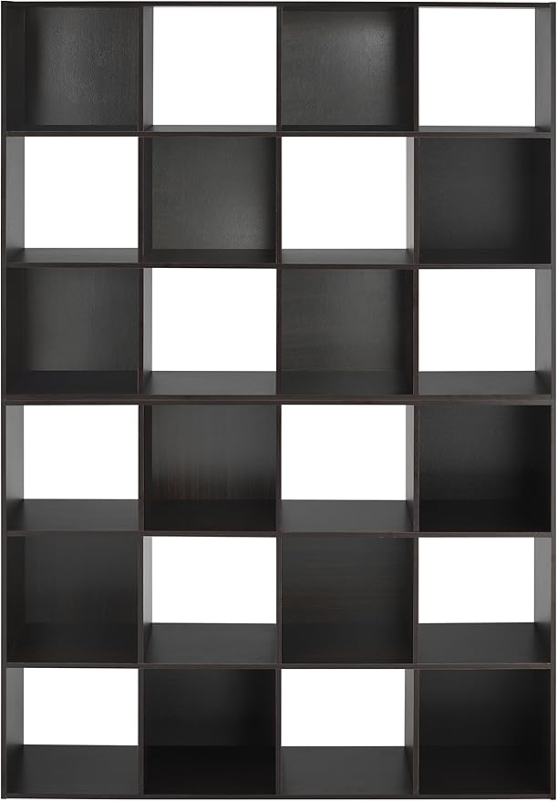 Whitmor 12 Cube Storage Organizer, 4 Tier Stackable Mdf Wood Bookcase, Open Storage Display Bookshelf, Storage Cabinet for Living Room, Bedroom, Home, Office, 35.1"L x 11.7"W x 47.5"H, Black