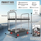 2 Shelf Utility Service Cart- 660lbs Capacity Heavy-Duty Plastic Rolling Utility Carts with 4 of 360° Swivel Wheels and Handle, Large Service Cart for Groceries,Warehouse,Garage 34.6''x 22.8''