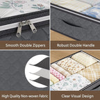 10 Pack Under Bed Storage Containers 90L Underbed Closet Organizer System Collapsible Storage Bins with Clear Window and Reinforced Handles for Bedding Pillows Blanket Towels Clothes Wardrobe Bedroom