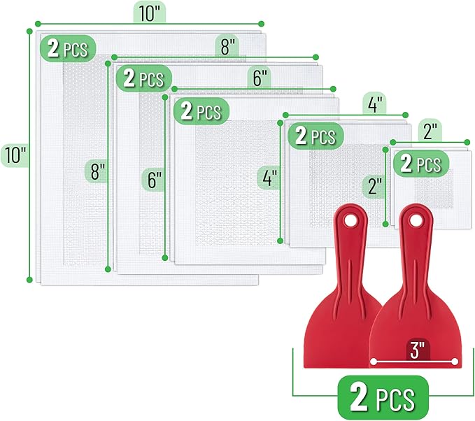 Bates- Drywall Repair Kit, 12 pcs, 2/4/6/8/10 inch, Dry Wall Patch Kits, Plaster Wall Repair Patch Kit, Wall Patch Repair Kit, Drywall Hole Patch, Wall Hole Repair Kit, Drywall Patch Hole